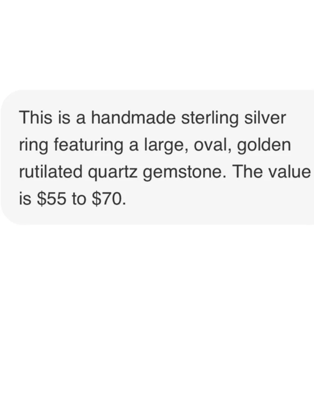 Size 7 Sterling Silver Rutilated Quartz Statement Ring